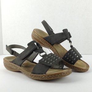 Rieker Slingback Open Toe Adjustable Straps Grey Sandals Womens Size 38